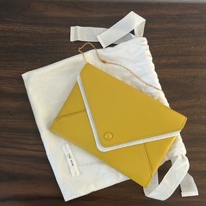 THE ROW Small Yellow Leather Envelope Shoulder Bag